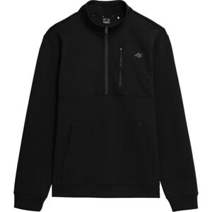 4F SWEATSHIRT 1/2 ZIP Pánská mikina, černá, velikost