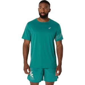 ASICS ICON SS TOP Pánské běžecké triko, tmavě zelená, velikost