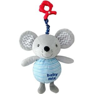 BABY MIX MYŠKA Plyšová hračka s hracím strojkem a klipem, šedá, velikost