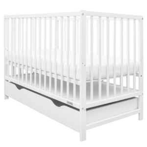 NEW BABY BASIC Dětská postýlka se šuplíkem, bílá, velikost