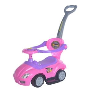BABY MIX MEGA CAR 3v1 Dětské odrážedlo s vodící tyčí, růžová, velikost