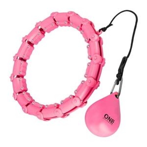 ONE FITNESS HULA HOOP Masážní obruč se závažím, růžová, velikost