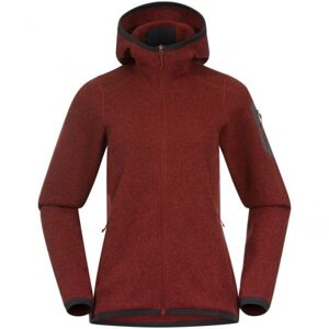 Bergans KAMPHAUG KNITTED W HOODIE Fleece mikina, vínová, velikost