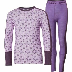 Helly Hansen GRAPHIC LIFA MERINO Juniorský funkční set, fialová, velikost