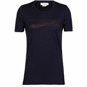Icebreaker TECH LITE II SS TEE SKI STRIPES MIDNIGHT W Dámské univerzální triko, tmavě modrá, velikost