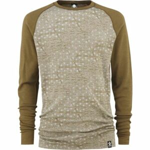 Bula GEO MERINO WOOL CREW Pánské triko s dlouhým rukávem, hnědá, velikost