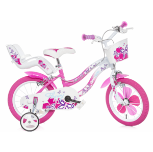 Dino bikes Kolo 14" Dino FLAPPY bílo/růžové