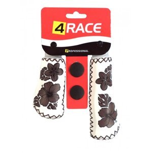 Gripy 4RACE bílo-hnědé imitace kůže květy 135+95mm