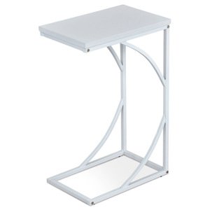 AUTRONIC Přístavný stolek 27x41x63 cm, deska bílé lamino, kovové nohy, bílý mat