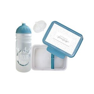 Set R&B box a lahev FRESH 2v1 šedomodrá 700ml