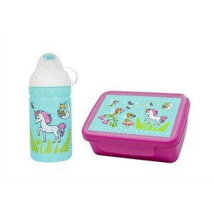 Set R&B box a lahev Jednorožec a víly 500ml fialový