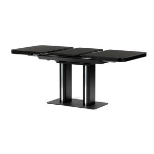 AUTRONIC Stůl jídelní rozkládací 120+40x80x75, černý matný lak, tvrzené sklo,